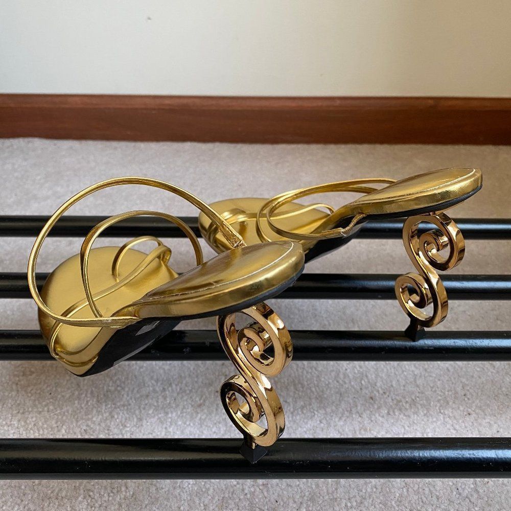 JEFFREY CAMPBELL Women Metallic Gold S Shaped Heel Sandals - NEW NWOB Size: 8 Me - Picture 4 of 7